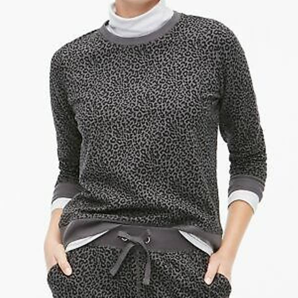 J.Crew Factory Gray Leopard Print Cotton Terry Sw… - image 1